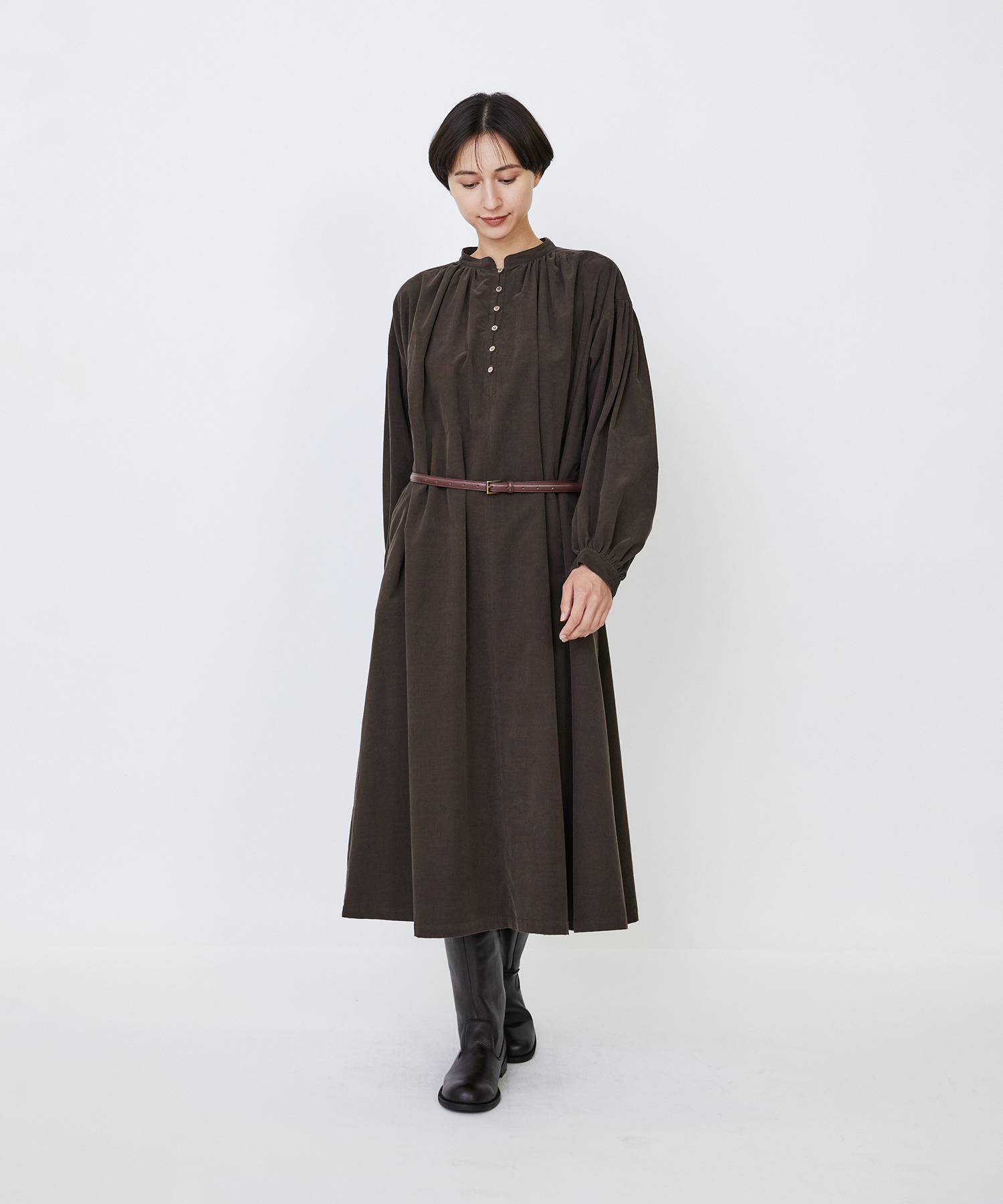 【LOISIR】｜2BUY10%OFF・3BUY20%OFF｜【MTサイズ有り】コットン細コールスモックワンピース 詳細画像 ブラウン 18