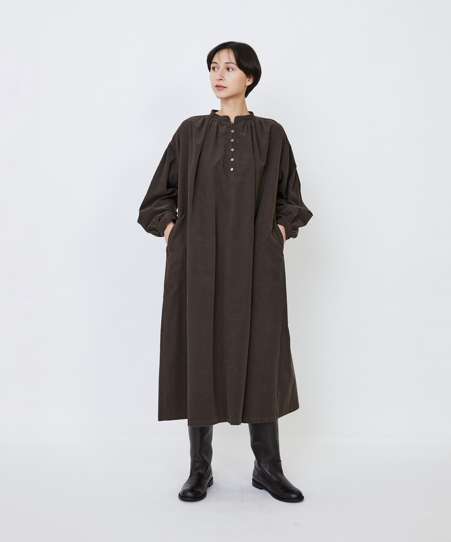 【LOISIR】｜2BUY10%OFF・3BUY20%OFF｜【MTサイズ有り】コットン細コールスモックワンピース 詳細画像 ブラウン 20