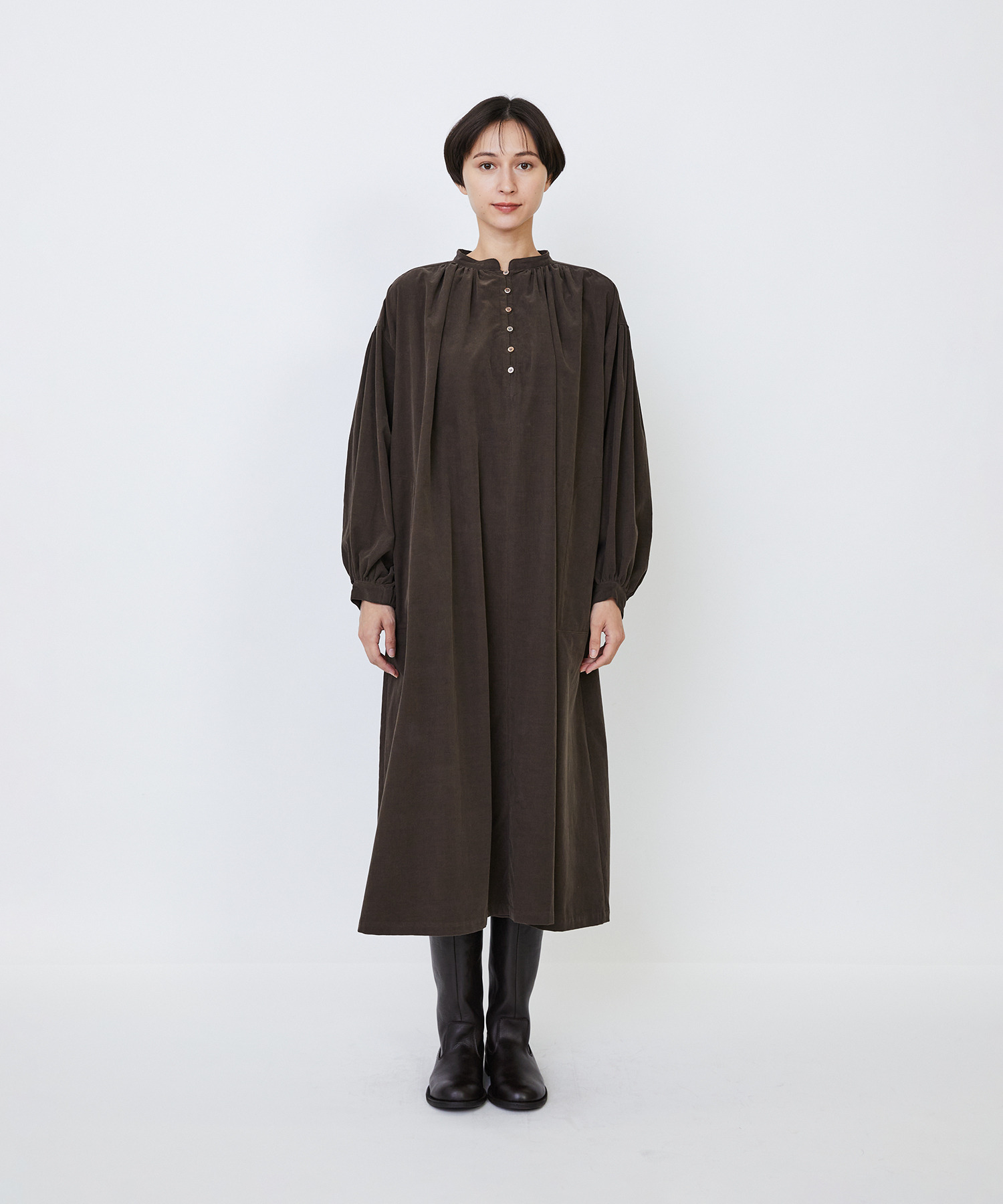 【LOISIR】｜2BUY10%OFF・3BUY20%OFF｜【MTサイズ有り】コットン細コールスモックワンピース 詳細画像 ブラウン 23