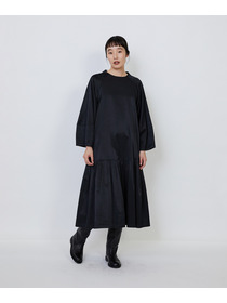 【LOISIR】｜2BUY10%OFF・3BUY20%OFF｜【MTサイズあり】コットンレーヨンサテンティアードワンピース 詳細画像 ブラック 2