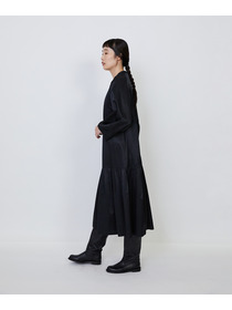 【LOISIR】｜2BUY10%OFF・3BUY20%OFF｜【MTサイズあり】コットンレーヨンサテンティアードワンピース 詳細画像 ブラック 4