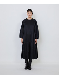 【LOISIR】｜2BUY10%OFF・3BUY20%OFF｜【MTサイズあり】コットンレーヨンサテンティアードワンピース 詳細画像 ブラック 7