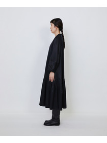 【LOISIR】｜2BUY10%OFF・3BUY20%OFF｜【MTサイズあり】コットンレーヨンサテンティアードワンピース 詳細画像 ブラック 8
