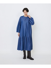 【LOISIR】｜2BUY10%OFF・3BUY20%OFF｜【MTサイズあり】ライトデニムティアードワンピース 詳細画像 インディゴブルー 4