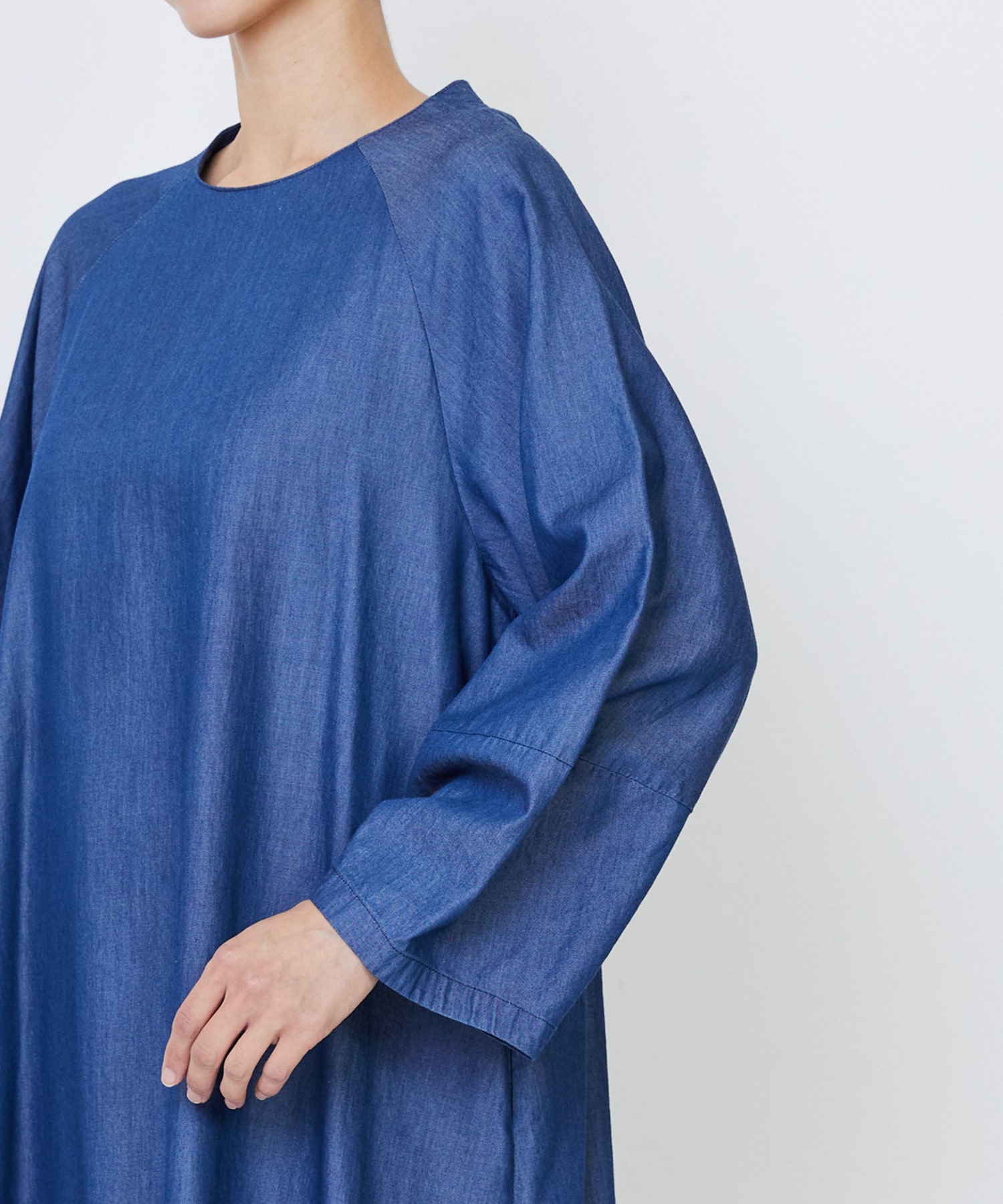 【LOISIR】｜2BUY10%OFF・3BUY20%OFF｜【MTサイズあり】ライトデニムティアードワンピース 詳細画像 インディゴブルー 10