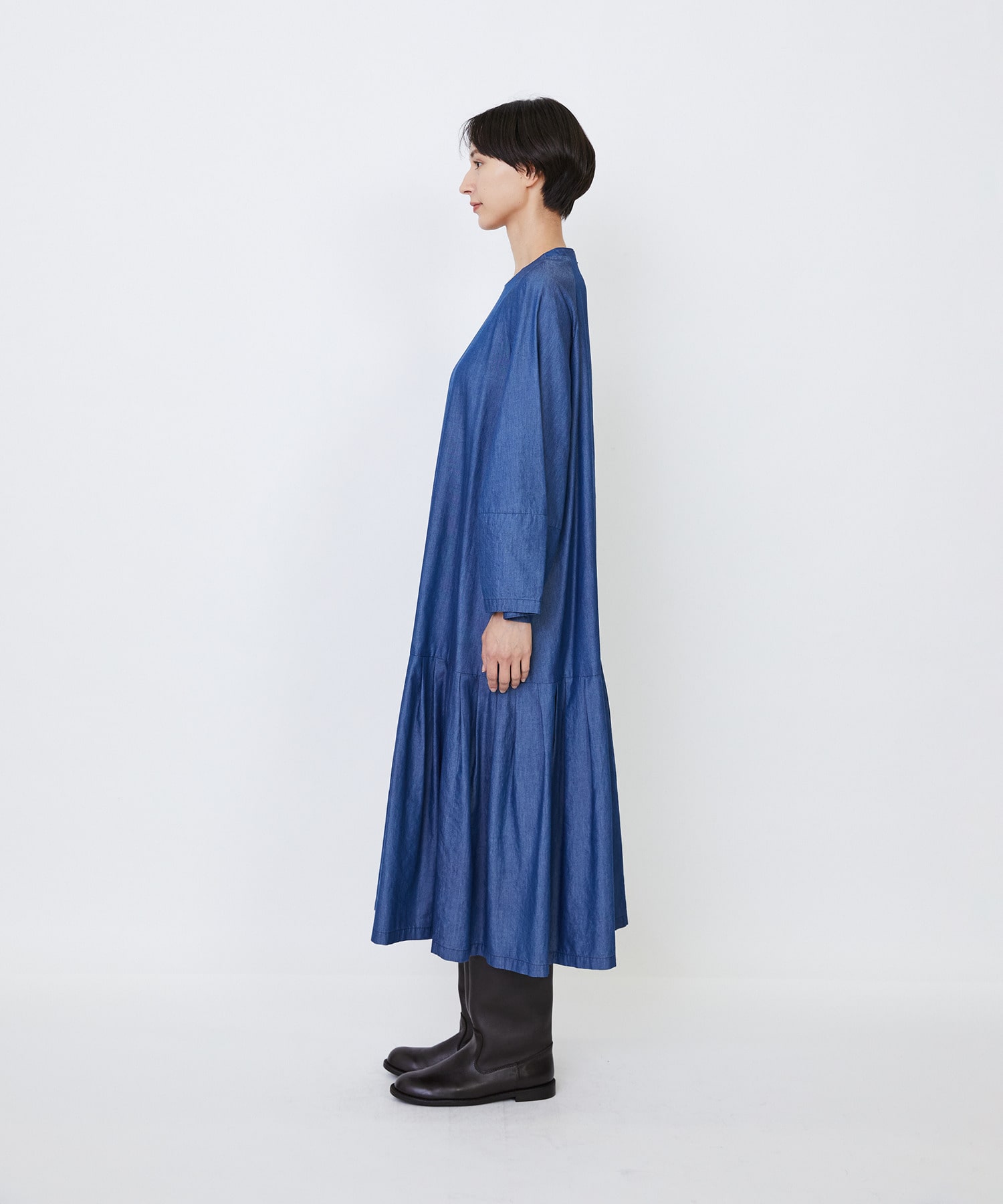 【LOISIR】｜2BUY10%OFF・3BUY20%OFF｜【MTサイズあり】ライトデニムティアードワンピース 詳細画像 インディゴブルー 6