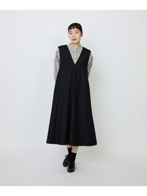【LOISIR】【10月お気に入り登録ブランド内5位】Vネックジャンパースカート 詳細画像 ブラック 2