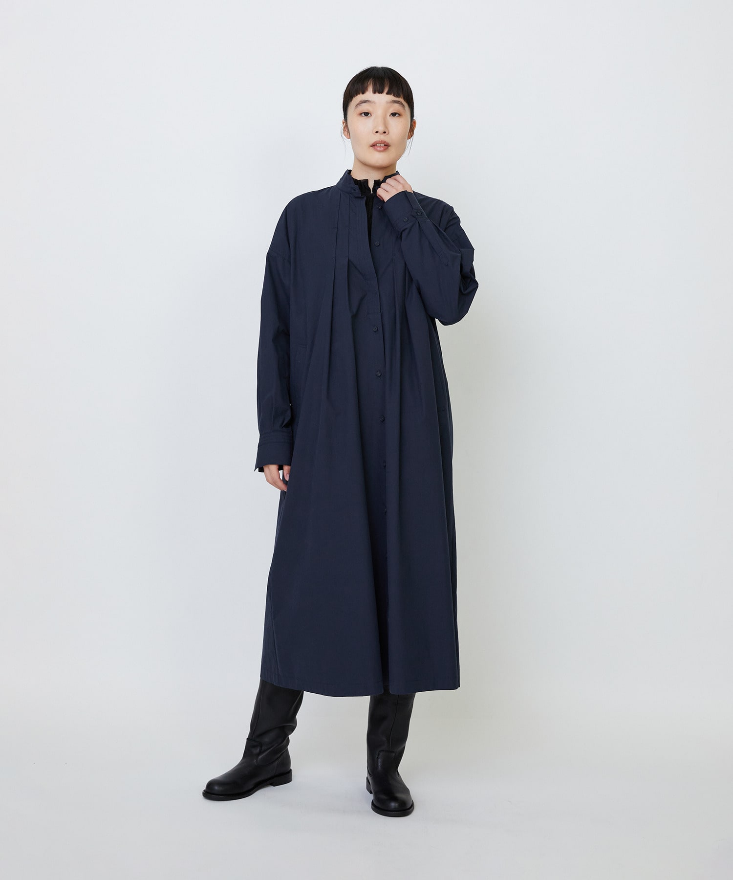 【LOISIR】コットンポプリンシャツワンピース 詳細画像 ネイビー 10