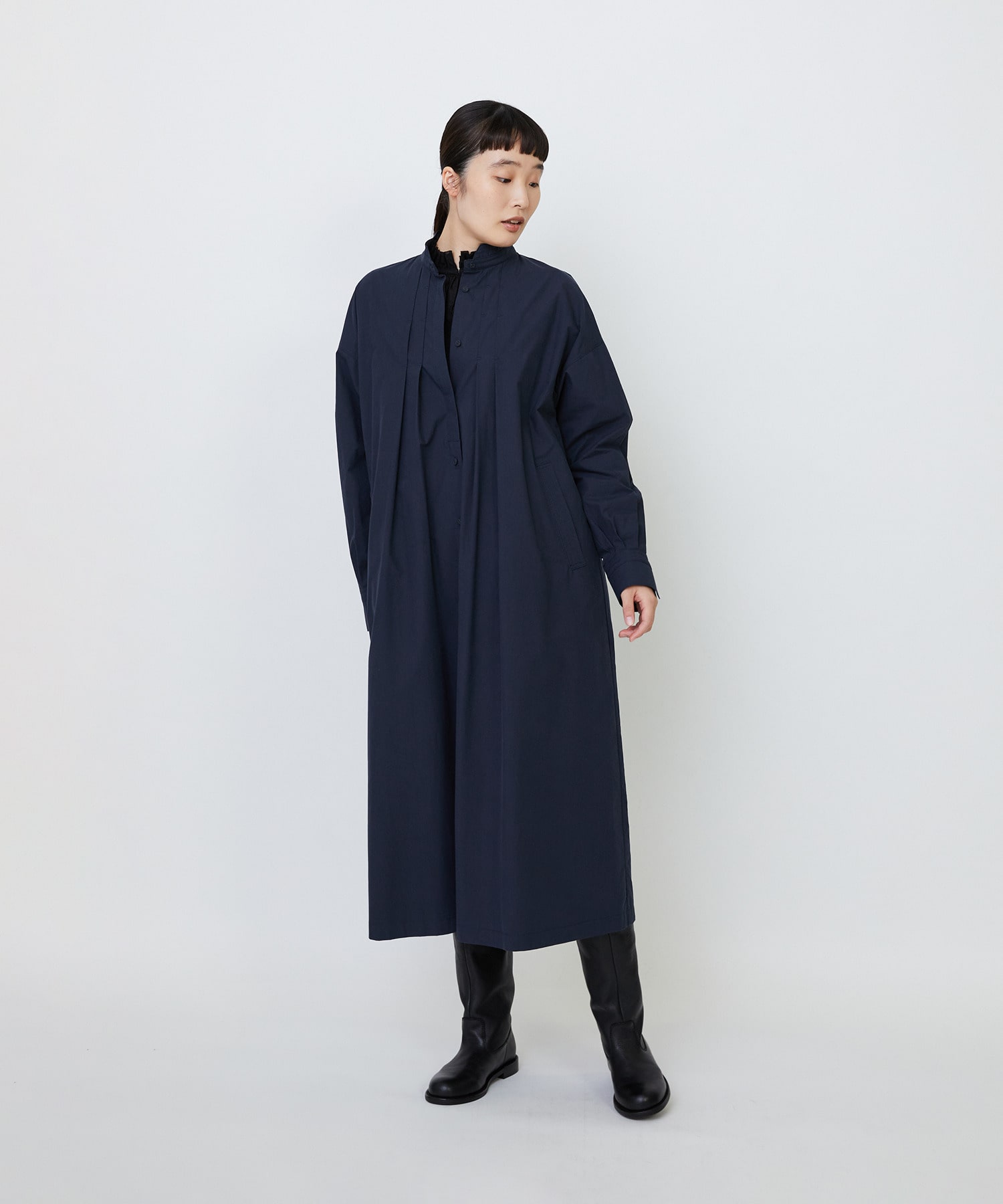 【LOISIR】コットンポプリンシャツワンピース 詳細画像 ネイビー 11