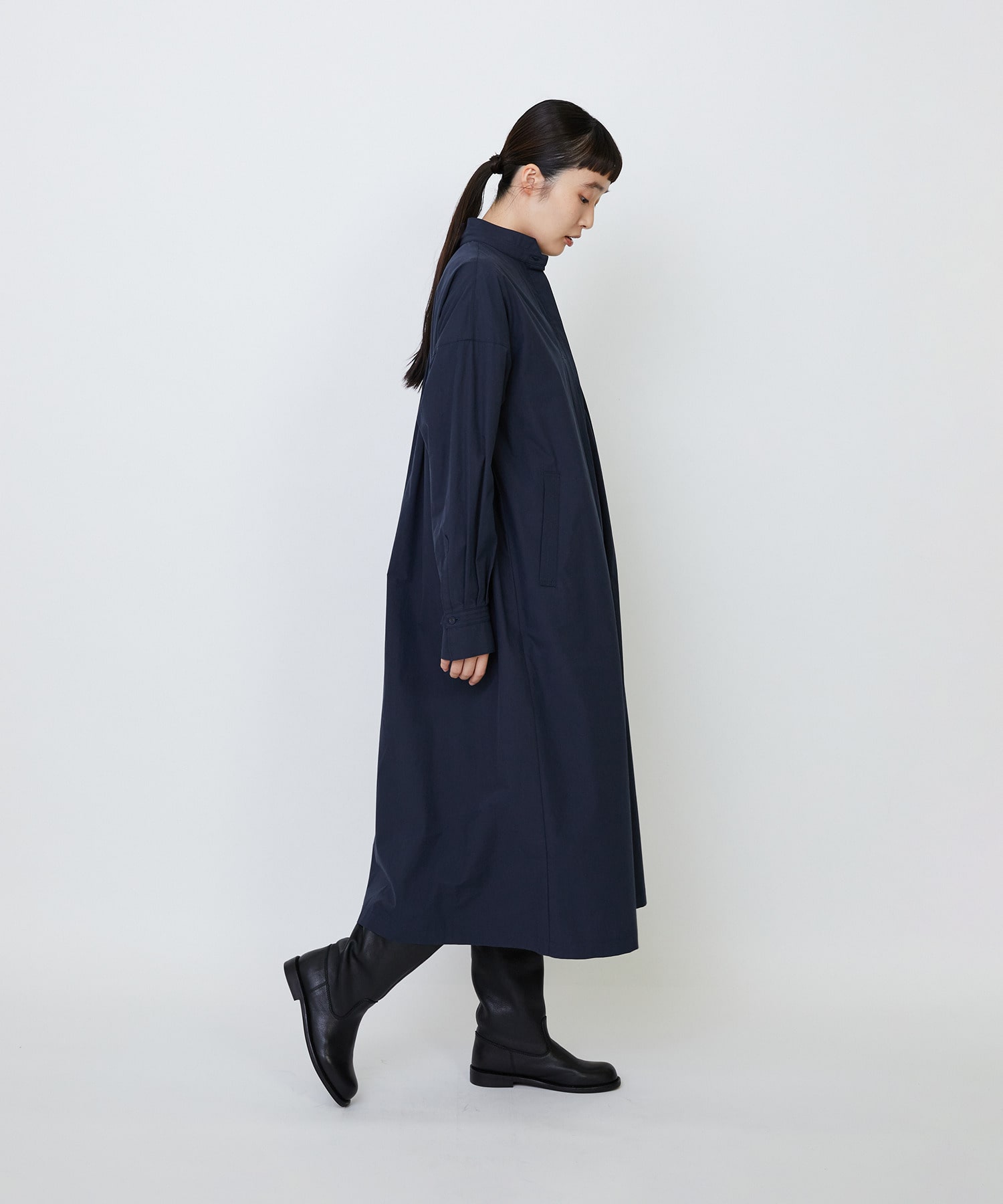 【LOISIR】コットンポプリンシャツワンピース 詳細画像 ネイビー 12