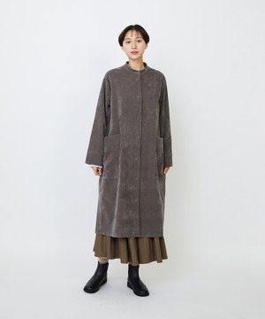 【LOISIR】｜2BUY10%OFF・3BUY20%OFF｜シャンブレーベルベットワンピースコート 詳細画像 ブラウン 1