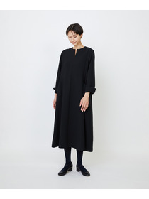 【LOISIR】エコダブルクロスキーネックワンピース 詳細画像 ブラック 2