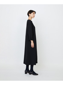 【LOISIR】エコダブルクロスキーネックワンピース 詳細画像 ブラック 5