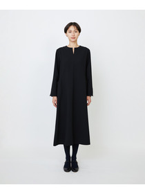 【LOISIR】エコダブルクロスキーネックワンピース 詳細画像 ブラック 7