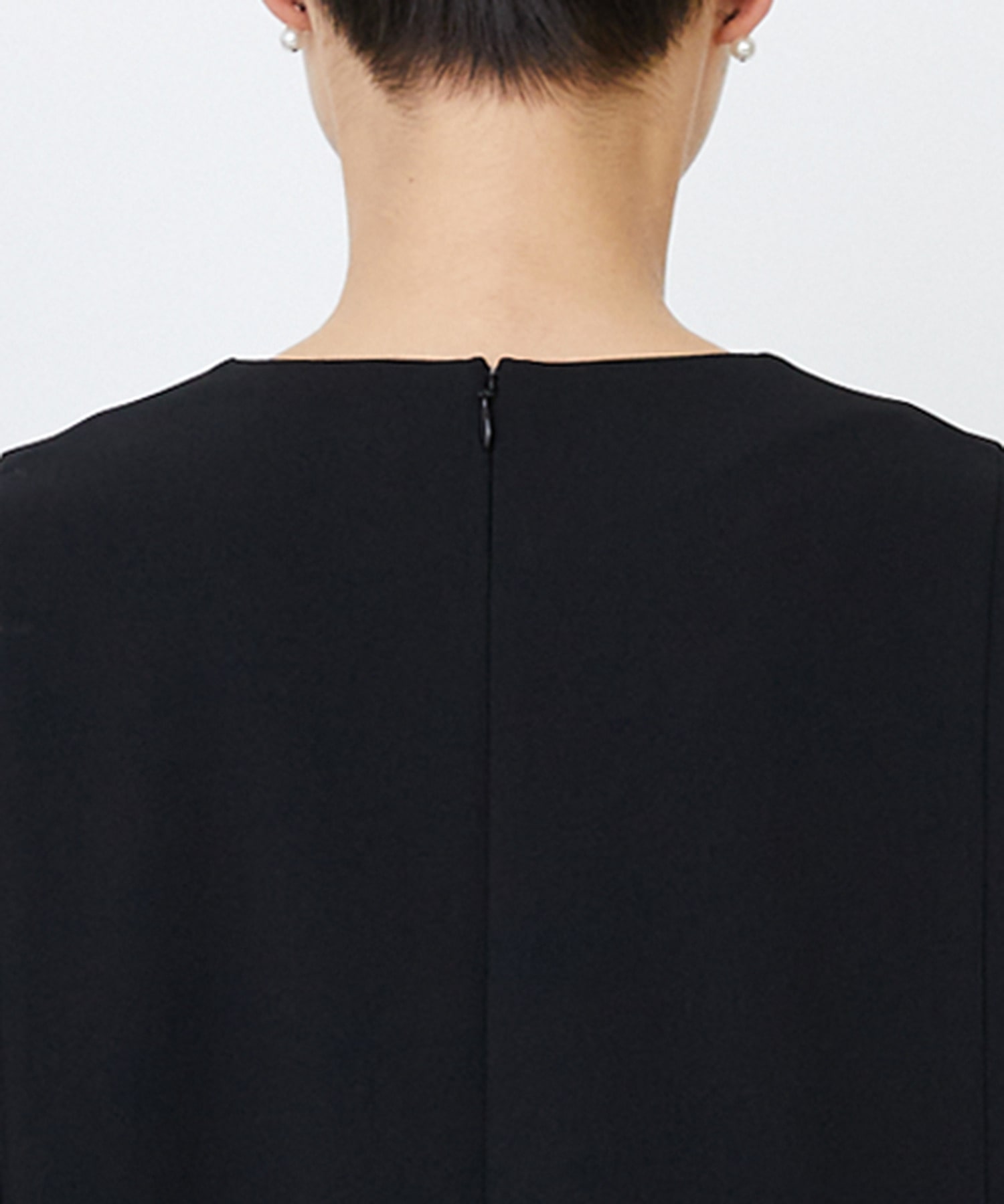 【LOISIR】エコダブルクロスキーネックワンピース 詳細画像 ブラック 11