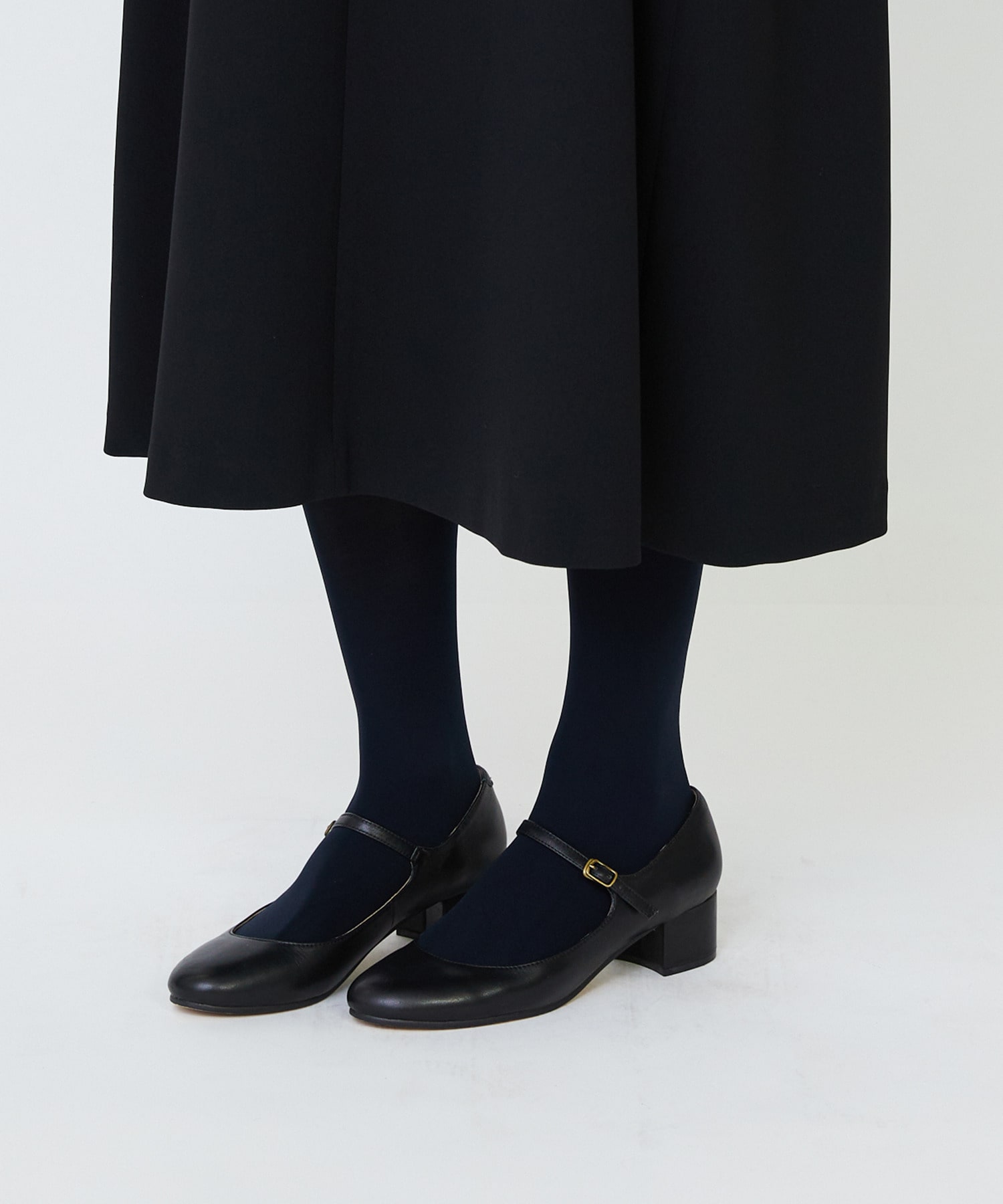 【LOISIR】エコダブルクロスキーネックワンピース 詳細画像 ブラック 14