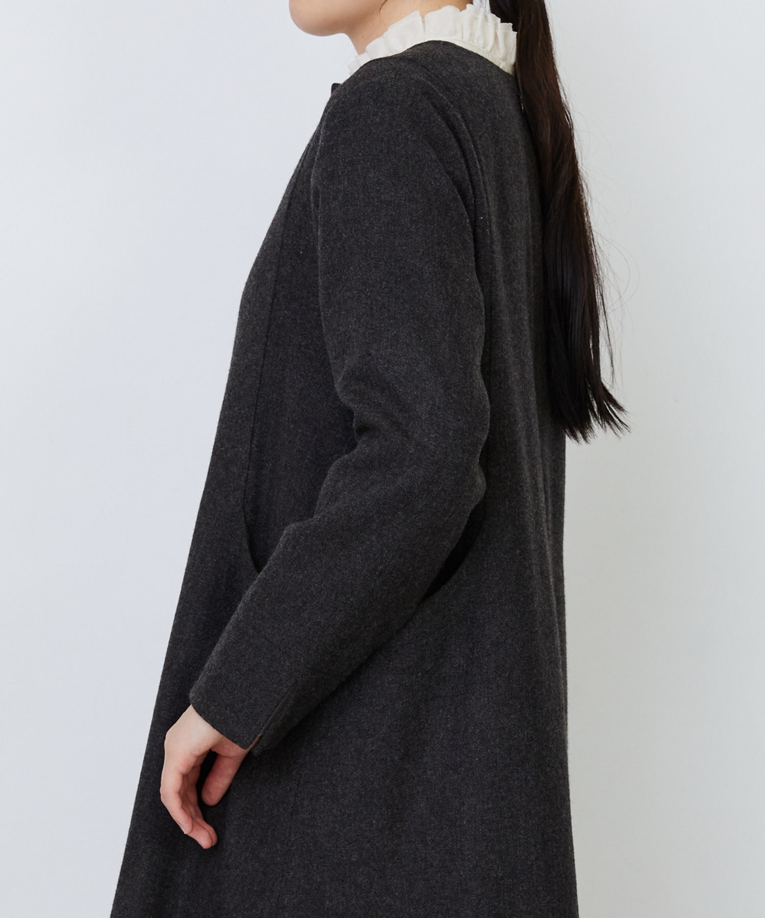 【LOISIR】エステルウールエターミンキーネックワンピース 詳細画像 ブラウン 13
