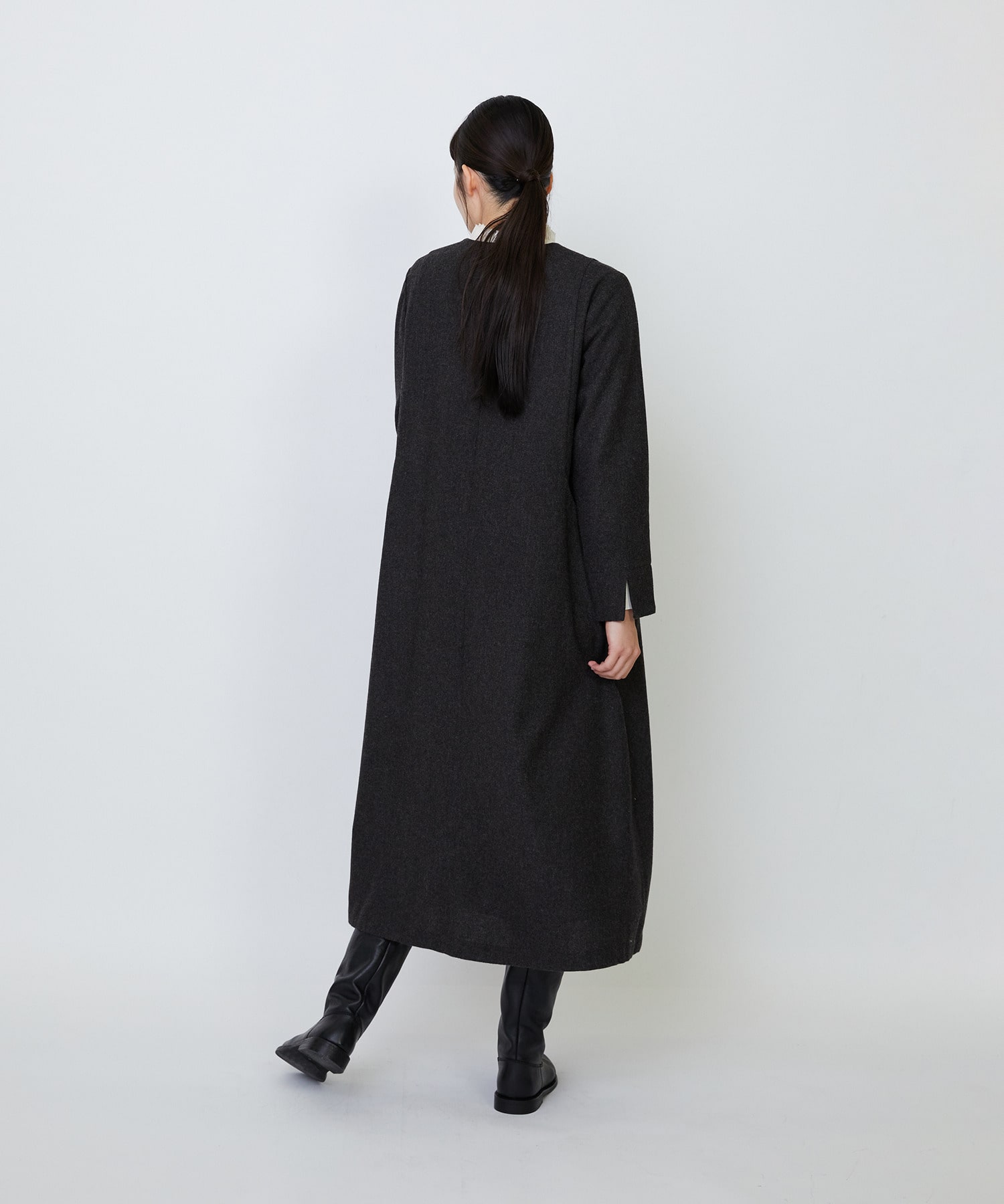 【LOISIR】エステルウールエターミンキーネックワンピース 詳細画像 ブラウン 7