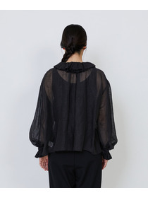 【LOISIR】｜2BUY10%OFF・3BUY20%OFF｜エステルリネンカールマイヤーフリルデザインブラウス 詳細画像 ブラック 11