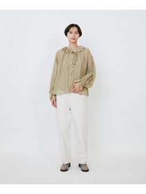 【LOISIR】｜2BUY10%OFF・3BUY20%OFF｜エステルリネンカールマイヤーフリルデザインブラウス 詳細画像 ブラック 12