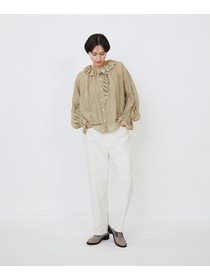 【LOISIR】｜2BUY10%OFF・3BUY20%OFF｜エステルリネンカールマイヤーフリルデザインブラウス 詳細画像 ブラック 13