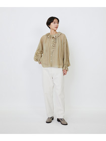 【LOISIR】｜2BUY10%OFF・3BUY20%OFF｜エステルリネンカールマイヤーフリルデザインブラウス 詳細画像 ブラック 14