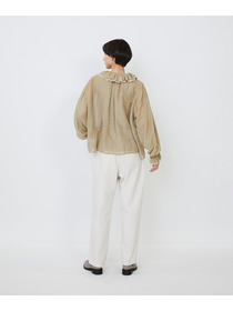 【LOISIR】｜2BUY10%OFF・3BUY20%OFF｜エステルリネンカールマイヤーフリルデザインブラウス 詳細画像 ブラック 16