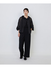 【LOISIR】｜2BUY10%OFF・3BUY20%OFF｜エステルリネンカールマイヤーフリルデザインブラウス 詳細画像 ブラック 2