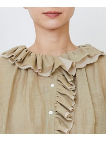 【LOISIR】｜2BUY10%OFF・3BUY20%OFF｜エステルリネンカールマイヤーフリルデザインブラウス 詳細画像 ブラック 20