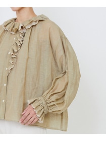 【LOISIR】｜2BUY10%OFF・3BUY20%OFF｜エステルリネンカールマイヤーフリルデザインブラウス 詳細画像 ブラック 22