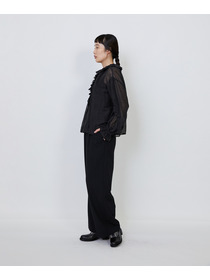 【LOISIR】｜2BUY10%OFF・3BUY20%OFF｜エステルリネンカールマイヤーフリルデザインブラウス 詳細画像 ブラック 7
