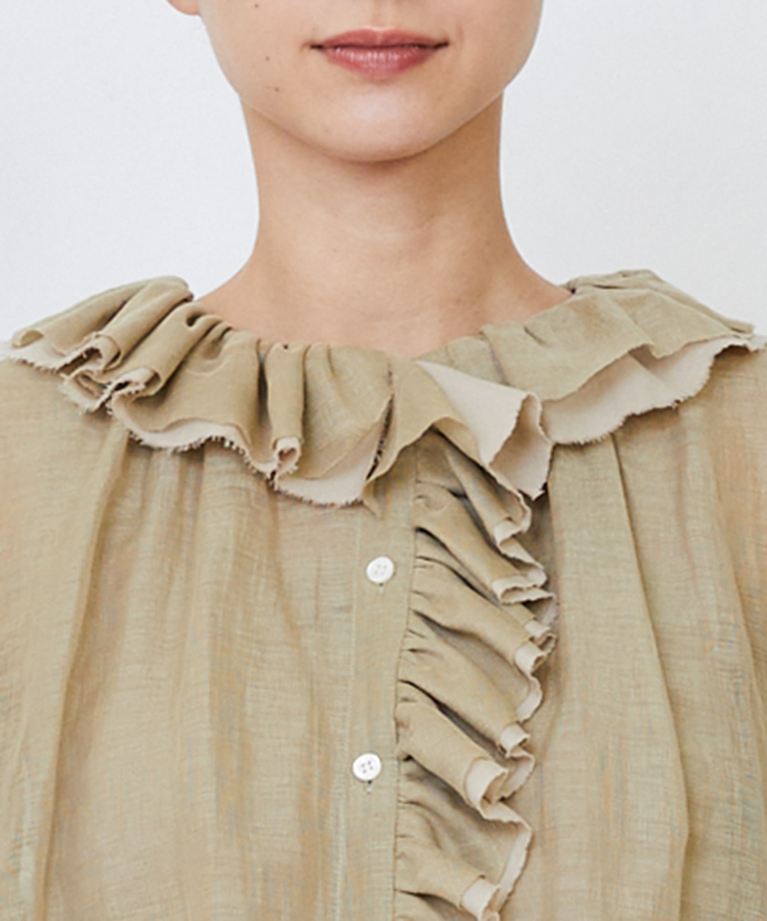 【LOISIR】｜2BUY10%OFF・3BUY20%OFF｜エステルリネンカールマイヤーフリルデザインブラウス 詳細画像 ブラック 20