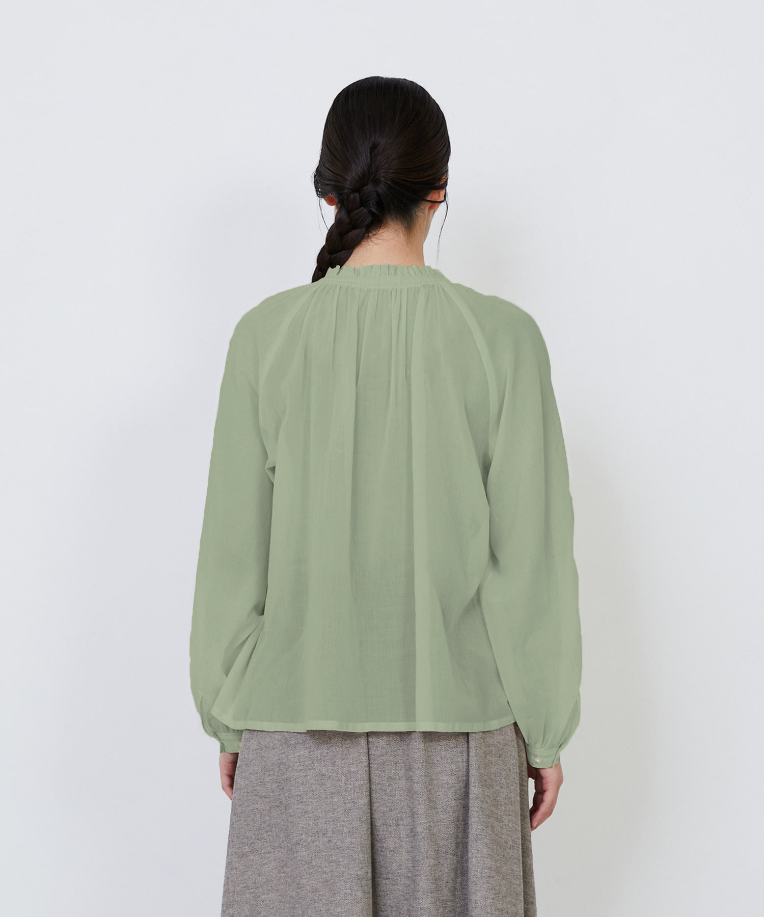 【LOISIR】｜2BUY10%OFF・3BUY20%OFF｜コットンボイルタックフリルブラウス 詳細画像 チャコールグレー 14