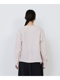 【LOISIR】グランジリネン肩ボタンショートブラウス 詳細画像 ピンク 20