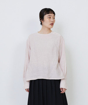 【LOISIR】グランジリネン肩ボタンショートブラウス 詳細画像 ピンク 1