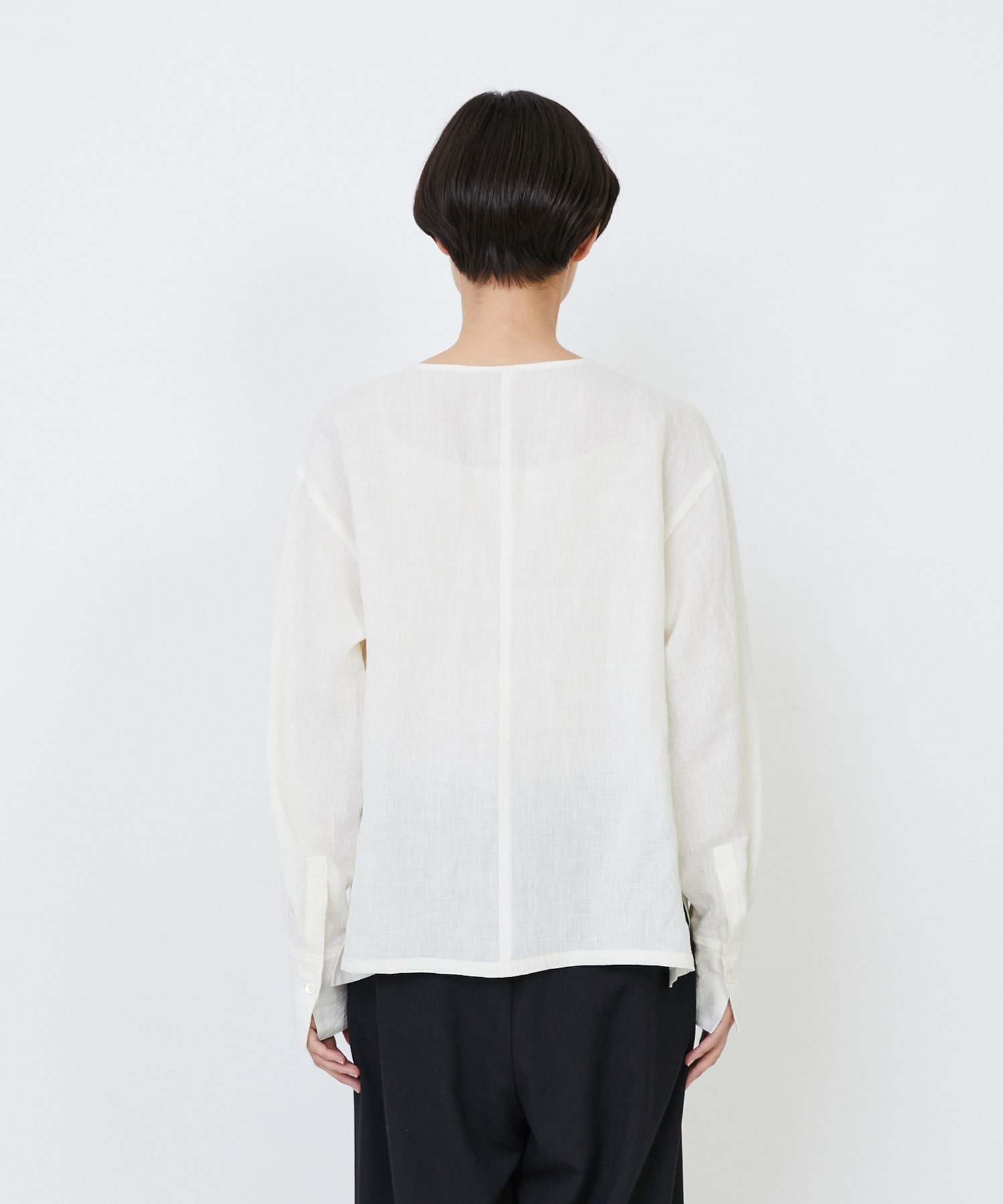 【LOISIR】グランジリネン肩ボタンショートブラウス 詳細画像 ピンク 10