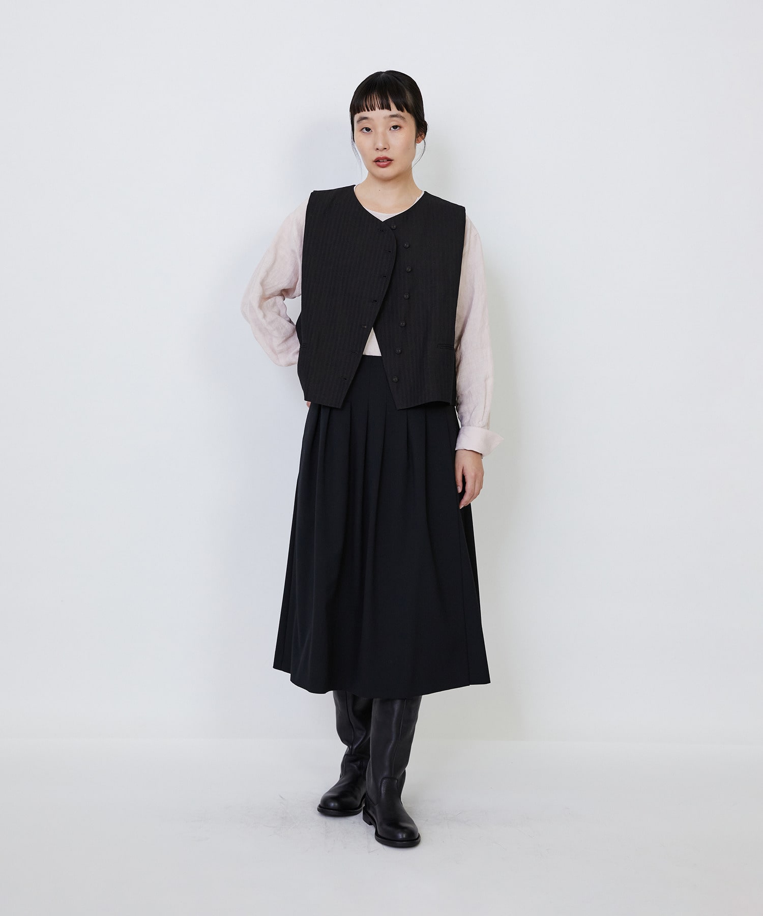 【LOISIR】グランジリネン肩ボタンショートブラウス 詳細画像 ピンク 12