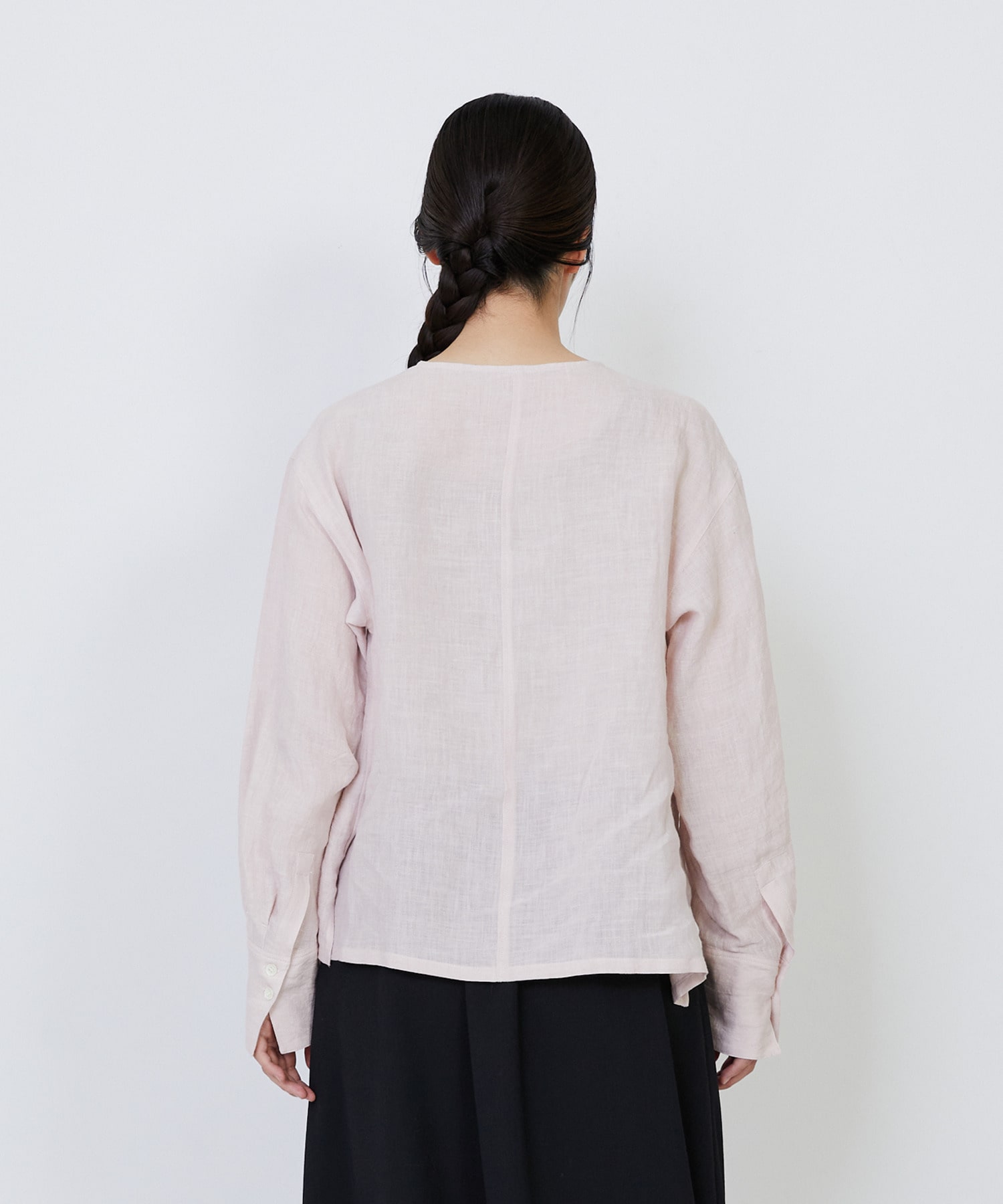 【LOISIR】グランジリネン肩ボタンショートブラウス 詳細画像 ピンク 20
