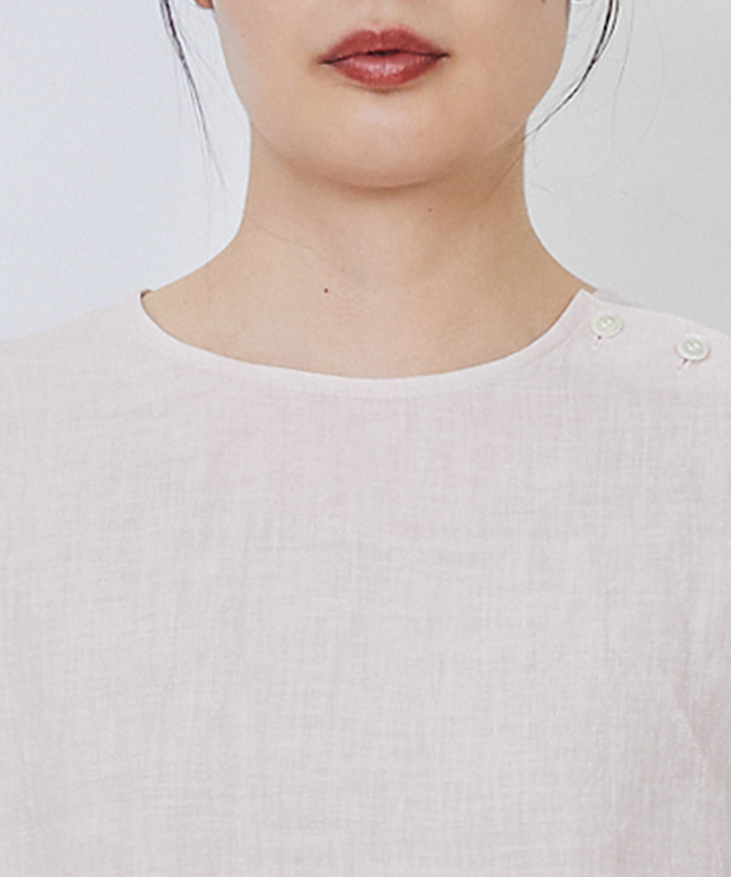 【LOISIR】グランジリネン肩ボタンショートブラウス 詳細画像 ピンク 21