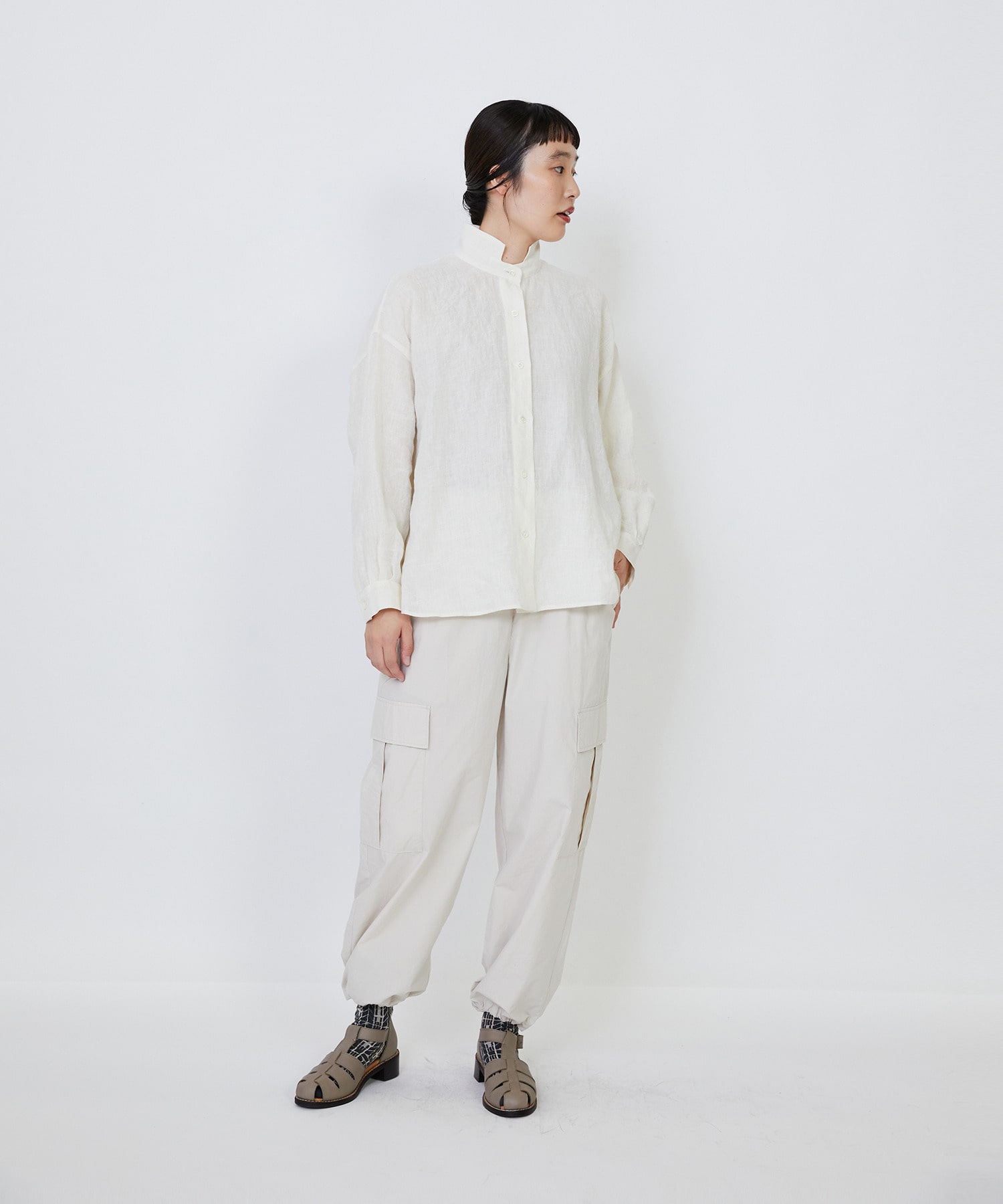 【LOISIR】グランジリネンボクシーシャツ 詳細画像 オフホワイト 5