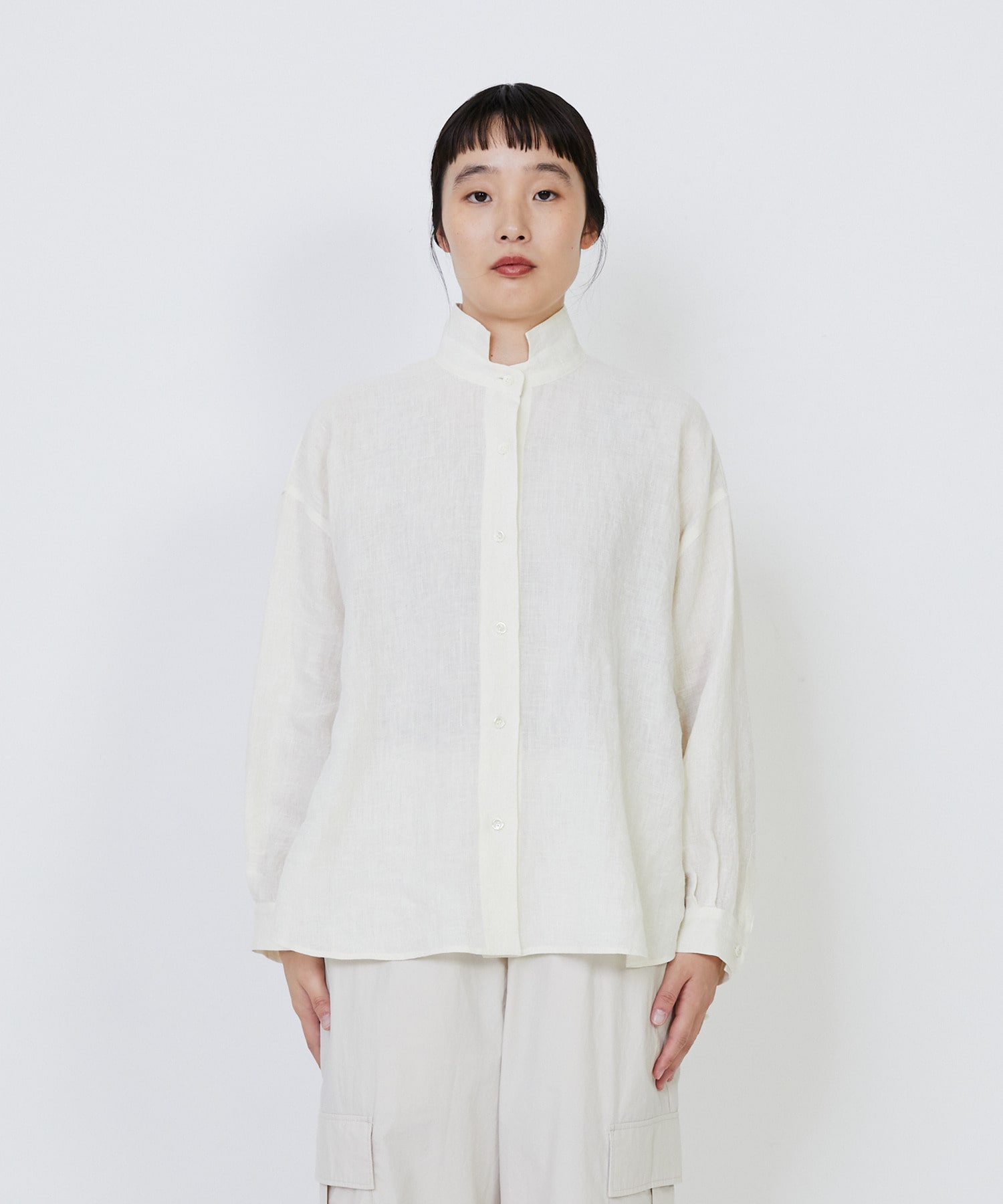 【LOISIR】グランジリネンボクシーシャツ 詳細画像 オフホワイト 8