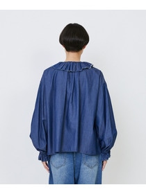 【LOISIR】｜2BUY10%OFF・3BUY20%OFF｜ライトデニムフリルデザインブラウス 詳細画像 インディゴブルー 7