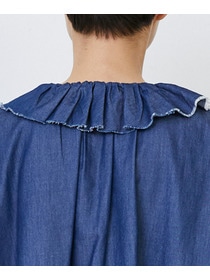 【LOISIR】｜2BUY10%OFF・3BUY20%OFF｜ライトデニムフリルデザインブラウス 詳細画像 インディゴブルー 9