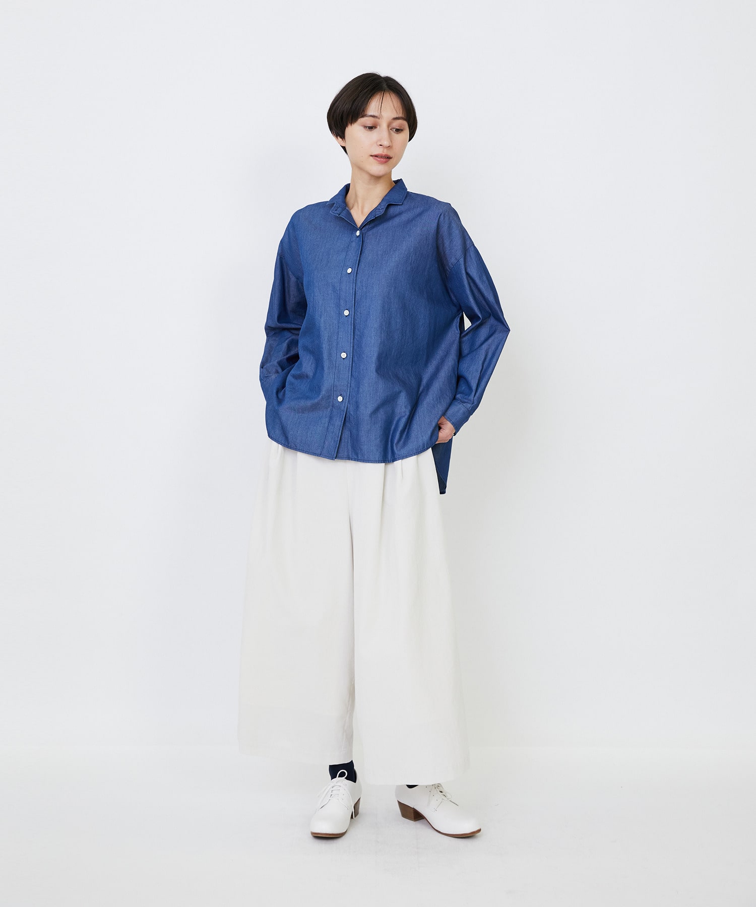 【LOISIR】ライトデニムボクシーシャツ 詳細画像 インディゴブルー 4