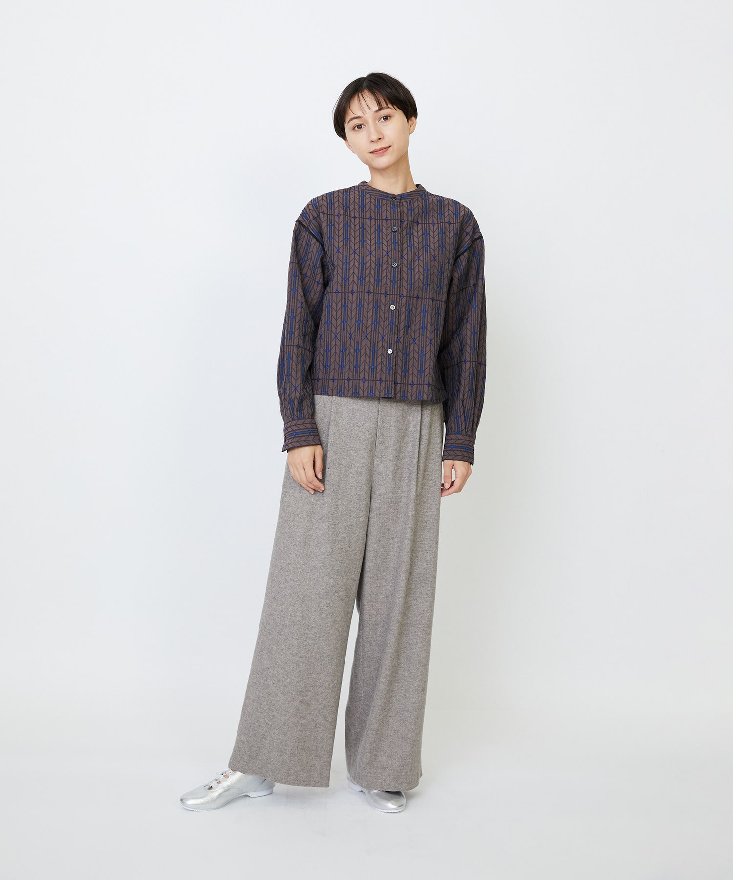 【LOISIR】オリジナルジャカードブラウス 詳細画像 ブラウン系その他 11