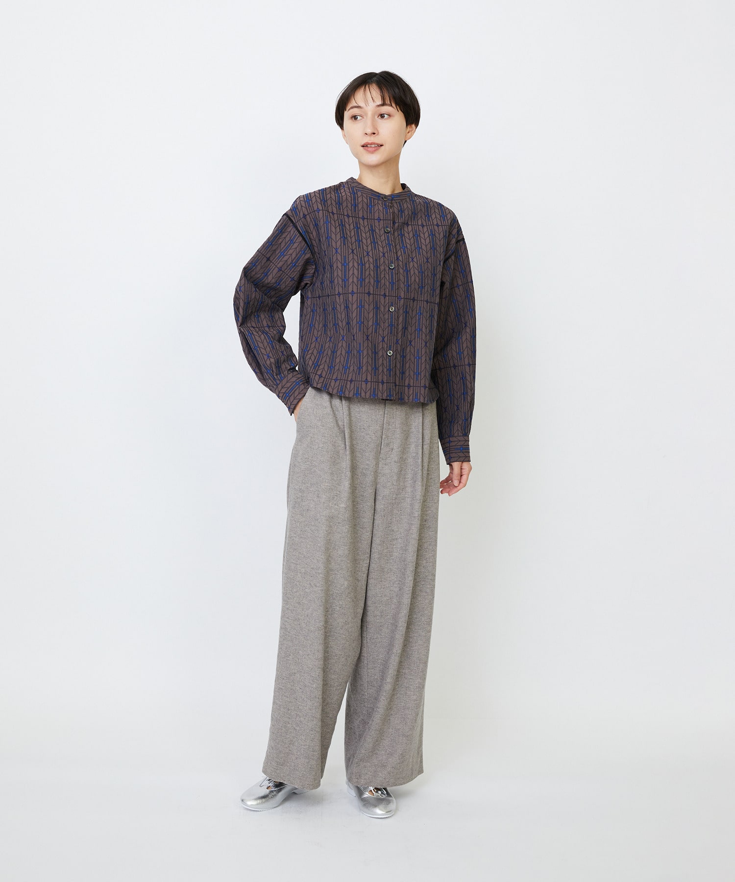 【LOISIR】オリジナルジャカードブラウス 詳細画像 ブラウン系その他 12