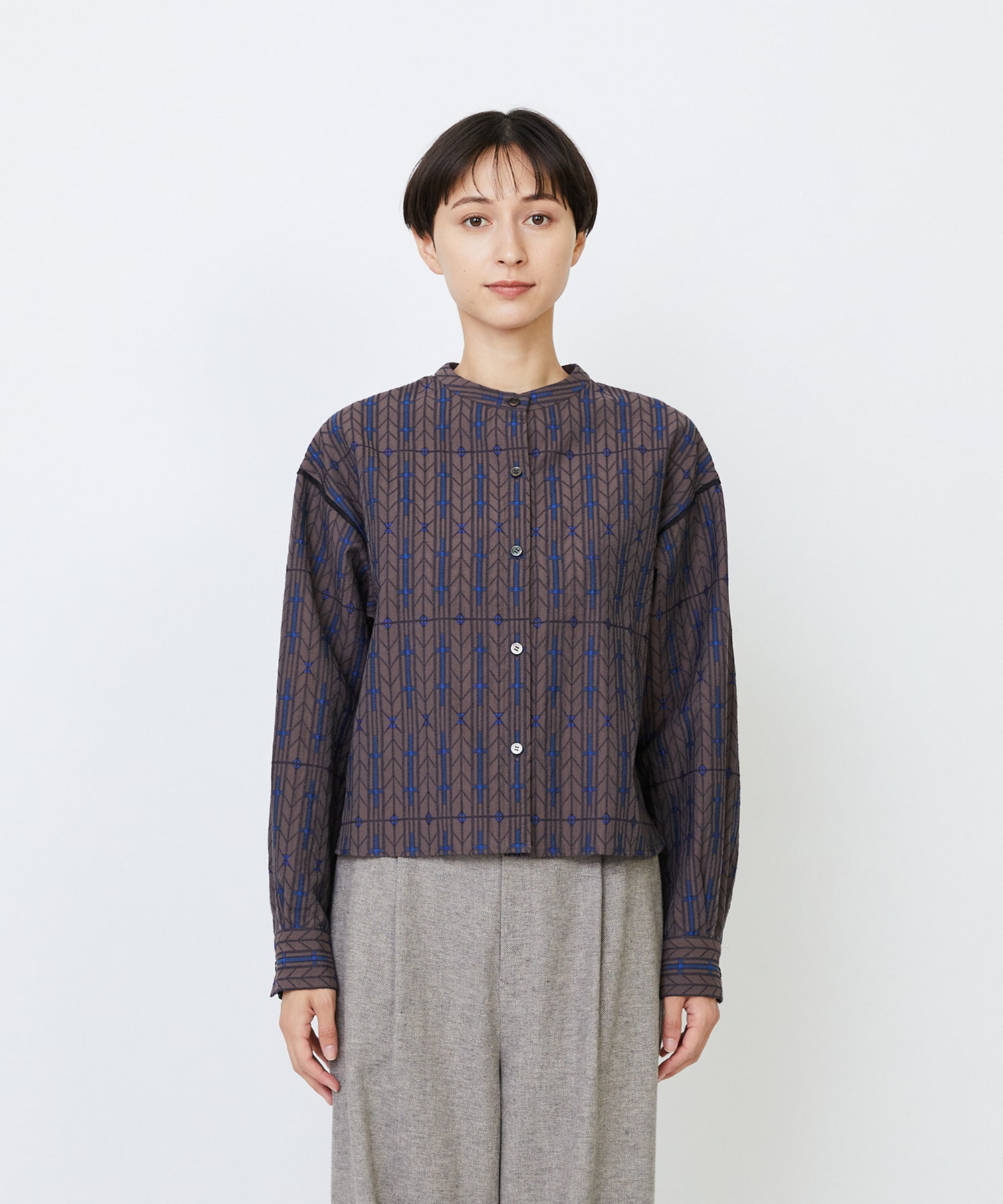 【LOISIR】オリジナルジャカードブラウス 詳細画像 ブラウン系その他 15