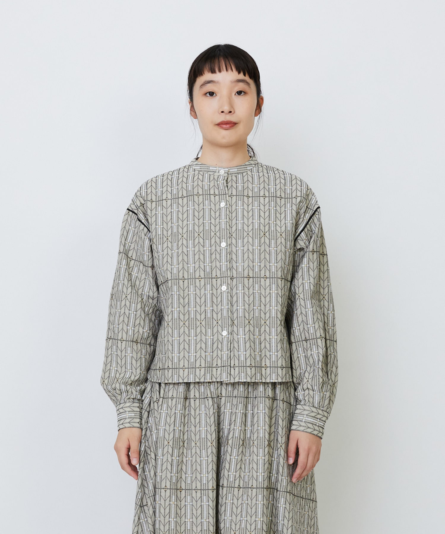 【LOISIR】オリジナルジャカードブラウス 詳細画像 ブラウン系その他 6