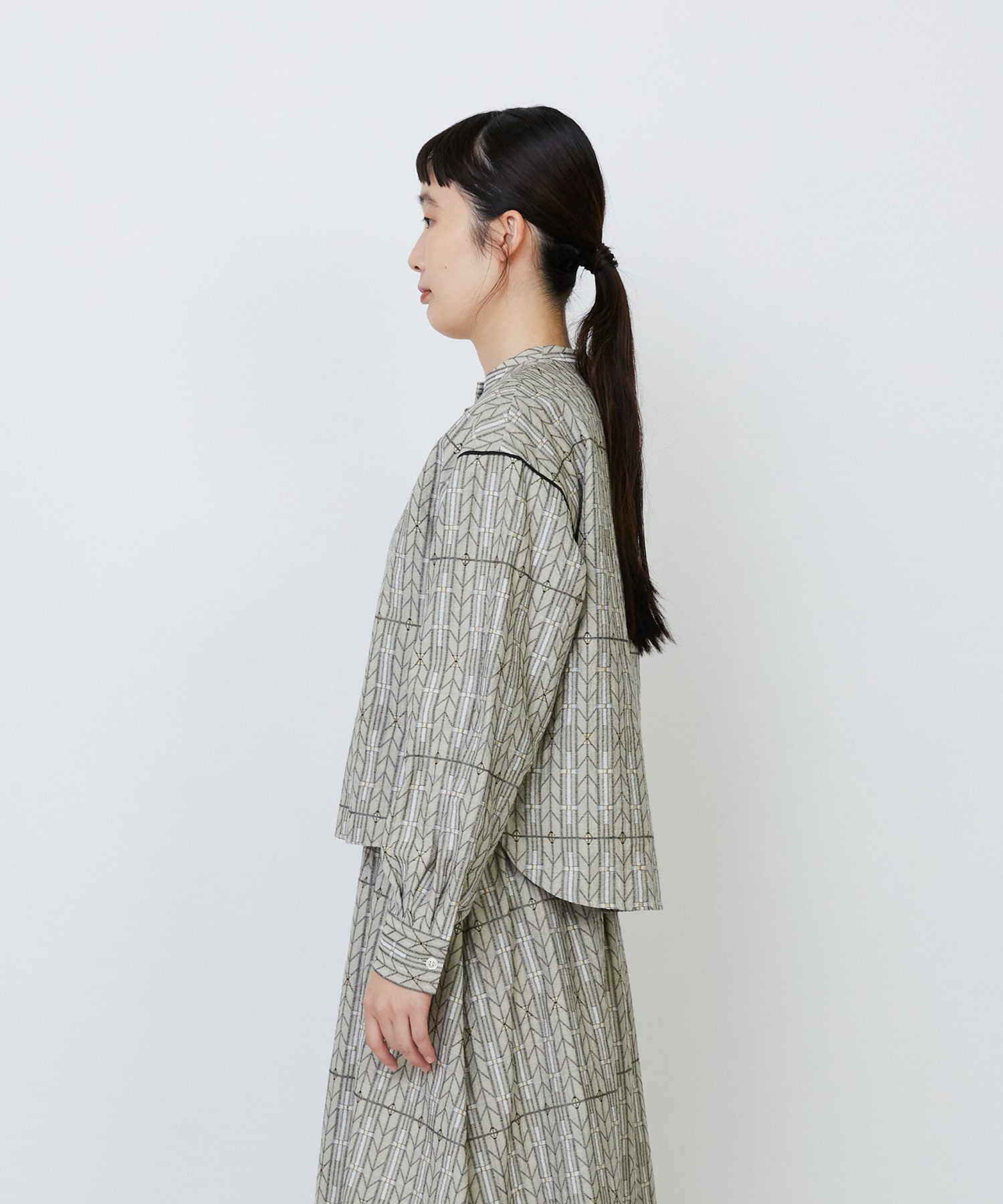 【LOISIR】オリジナルジャカードブラウス 詳細画像 ブラウン系その他 7