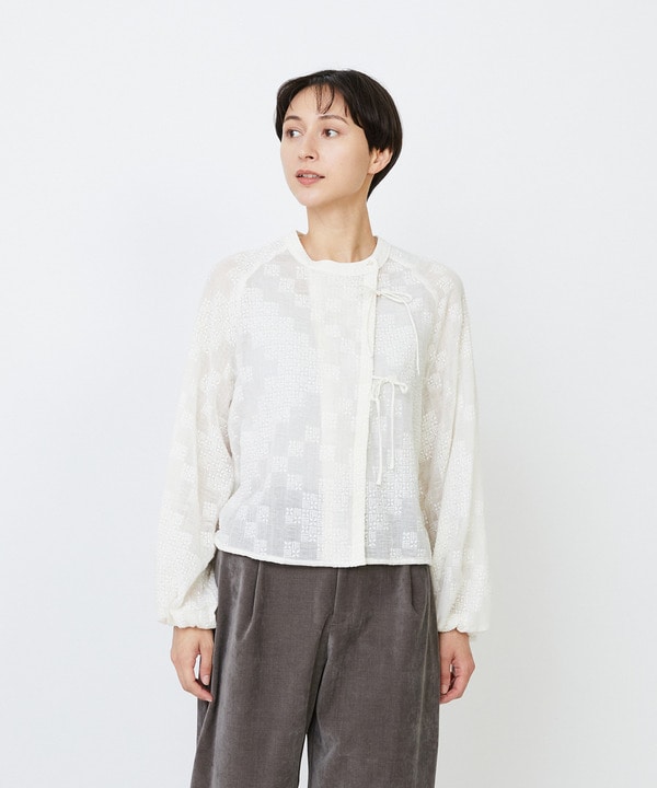 ｜2BUY10%OFF・3BUY20%OFF｜【少量生産】ガーゼエンブロイダリーカシュクールブラウス【少量生産】ガーゼエンブロイダリーカシュクールブラウス